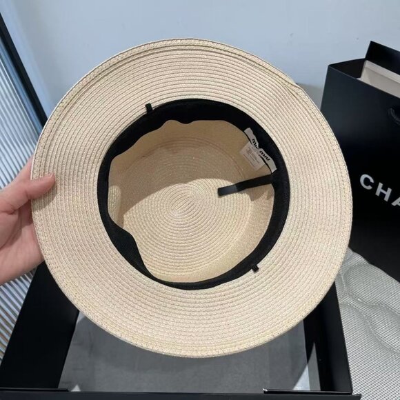 Miu Miu Straw Hat with Black Trim - Picture 5 of 5